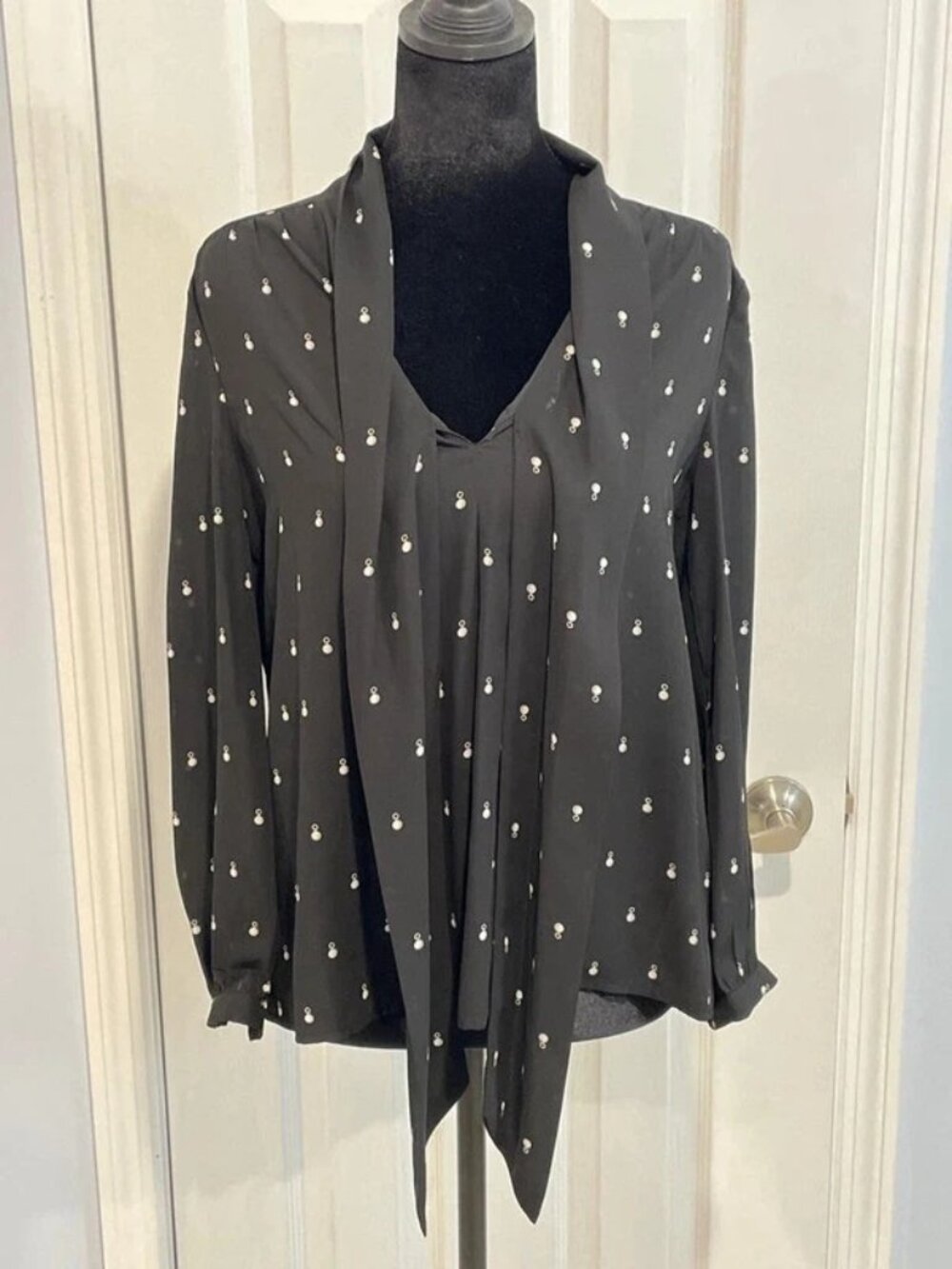 Juicy Couture Women’s Black Tie Neck Blouse XS